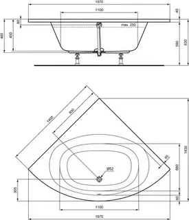 sanibel 1001-Acryl-Eckbadewanne A14 1400x1400x450mm weiß – Bild 2