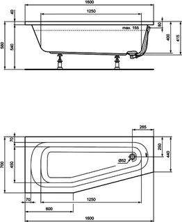 sanibel 1001-Acryl-Raumsparbadewanne A14 1600x700x450mm links weiß – Bild 2