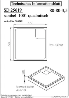 sanibel Wannenträger für sanibel 1001- Acryl-Duschwanne superflach 800x800mm – Bild 2