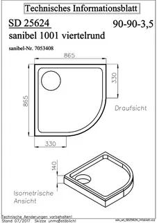sanibel Wannenträger für sanibel 1001- Acryl-Duschw. V-Kreis superfl 900x900mm – Bild 2