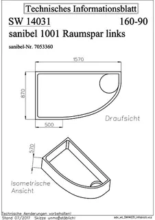 sanibel Wannenträger für sanibel 1001- Acryl-Raumsparbadew. 1600x900mm links – Bild 2