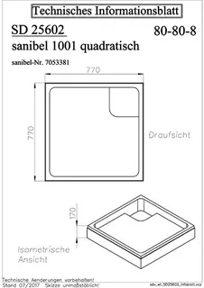 sanibel Wannenträger für sanibel 1001- Acryl-Duschwanne extraflach 800x800mm – Bild 2