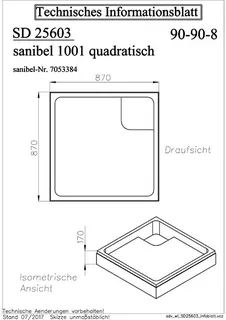sanibel Wannenträger für sanibel 1001- Acryl-Duschwanne extraflach 900x900mm – Bild 2