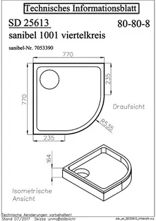 sanibel Wannenträger für sanibel 1001- Acryl-Duschw. V-Kreis extrafl 800x800mm – Bild 2