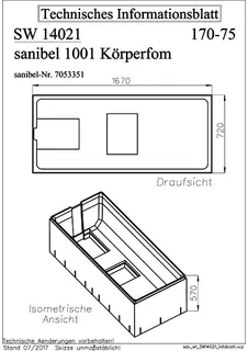 sanibel Wannenträger für sanibel 1001- Acryl-Badew KF 2 ger. Seiten 1700x750mm – Bild 2