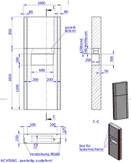 SD Wandmodul Duschplatz raumhoch 2500x1000x250