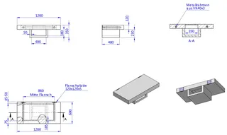 SD wandhängendes Modul mit Ablage schmal 350x1200x600