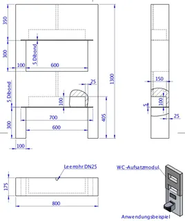 SD Aufsatzmodul WC 1300x800x175