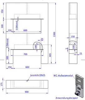 SD Aufsatzmodul WC 1300x900x175