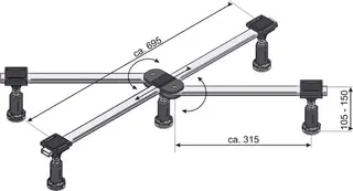 sanibel-Duschwannenfuß DWF Standard A15 bis 1000x1000mm Höhe 105-150mm – Bild 2