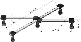 sanibel-Duschwannenfuß DWF GIGA flat A15 bis 1000x1000mm Höhe 90-120mm – Bild 2