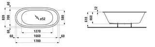 Laufen Einbau-Badewanne ALESSI 820x1780x610 Sentec weiß