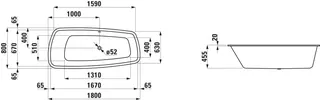 Laufen Einbau-Badewanne PALOMBA 800x1800x455 Sanitäracryl 20mm Rand weiß – Bild 2