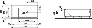 Einbau-Badewanne K-LAUFEN LED-Bel. f.Ecke rechts 860x1700x590 Sentec weiß – Bild 2