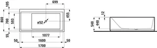 freistehende Badewanne K-LAUFEN LED-Bel. 860x1700x440 Sentec weiß – Bild 2