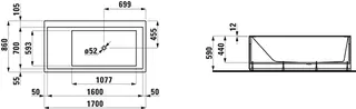 Badewanne K-LAUFEN LED-Bel. f. Ecke rechts 860x1700x590 Sentec weiß – Bild 2