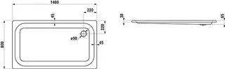 Laufen Duschwanne PLATINA 800x1400x65 Stahl Abl. seitl. inkl.Schallschutz we – Bild 2
