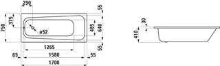Laufen Einbau-Badewanne PRO 750x1700x410 Stahl inkl.Schallschutz weiß – Bild 2