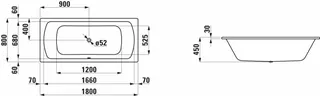 Laufen Einbau-Badewanne PRO 800x1800x450 Stahl inkl.Schallschutz weiß – Bild 2