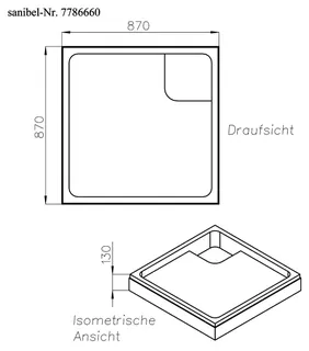 sanibel-Wannenträger für SCALIDO Stahl- Duschwanne superflach 900x900mm – Bild 2