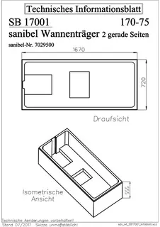 Wannenträger für Stahl-Badewanne 2 gerade Längsseiten 1700x750mm – Bild 2