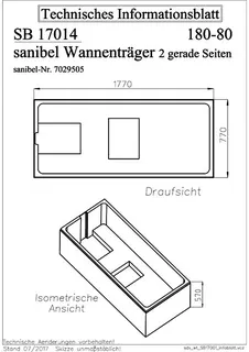 Wannenträger für Stahl-Badewanne 2 gerade Längsseiten 1800x800mm – Bild 2