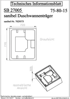 Wannenträger für Stahl-Duschwanne flach 800x750mm – Bild 2