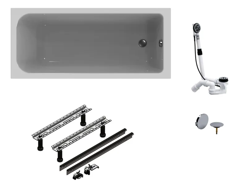 sanibel 1001-QuickSet Acryl-Badewanne 1700x750mm mit Wannenfuß MULTIPLEX weiß