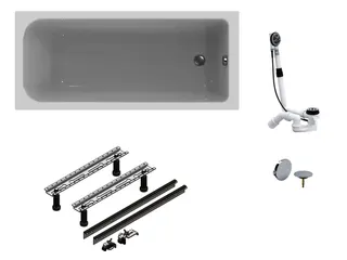 sanibel 1001-QuickSet Acryl-Badewanne 1700x750mm mit Wannenfuß MULTIPLEX weiß