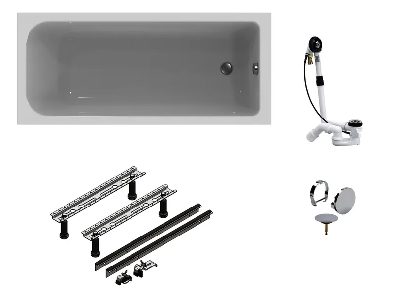 sanibel 1001-QuickSet Acryl-Badewanne 1700x750mm Wannenfuß MULTIPLEX-TRIO weiß