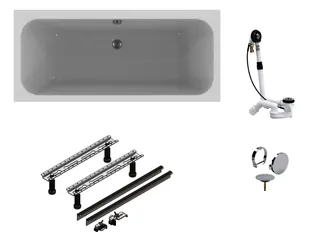 sanibel 1001-QuickSet Acryl-Badew. DUO 1800x800mm Wannenfuß MULTIPLEX-TRIO weiß