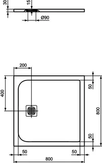 Ideal Standard Quadrat-Brausewanne Ultra Flat S 800x800x30mm, Sandstein – Bild 3