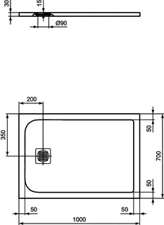 Ideal Standard Rechteck-Brausewanne Ultra Flat S, 1000x700x30mm, Quarzgrau – Bild 3