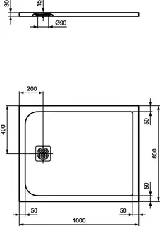 Ideal Standard Rechteck-Brausewanne Ultra Flat S, 1000x800x30mm, Sandstein – Bild 3