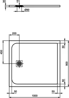 Ideal Standard Rechteck-Brausewanne Ultra Flat S, 1000x900x30mm, Sandstein – Bild 3