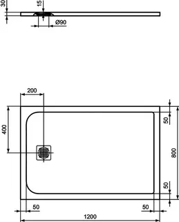Ideal Standard Rechteck-Brausewanne Ultra Flat S, 1200x800x30mm, Sandstein – Bild 3