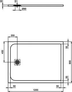 Ideal Standard Rechteck-Brausewanne Ultra Flat S, 1200x900x30mm, Sandstein – Bild 3