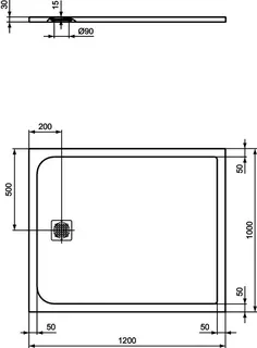 Ideal Standard Rechteck-Brausewanne Ultra Flat S, 1200x1000x30mm, Sandstein – Bild 3