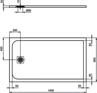 Ideal Standard Rechteck-Brausewanne Ultra Flat S, 1400x800x30mm, Sandstein – Bild 4