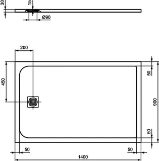 Ideal Standard Rechteck-Brausewanne Ultra Flat S, 1400x900x30mm, Sandstein – Bild 4