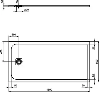 Ideal Standard Rechteck-Brausewanne Ultra Flat S, 1600x800x30mm, Sandstein – Bild 3