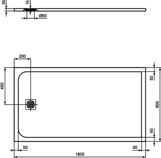 Ideal Standard Rechteck-Brausewanne Ultra Flat S, 1600x900x30mm, Sandstein – Bild 3