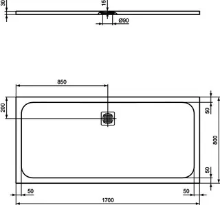 Ideal Standard Rechteck-BRW Ultra Flat S,Abl.mittig, 1700x800x30mm, Sandstein – Bild 3