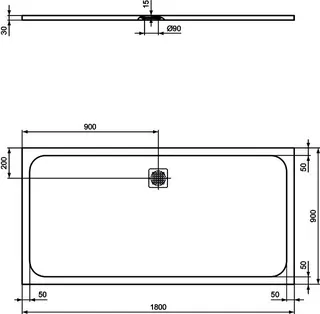 Ideal Standard Rechteck-BRW Ultra Flat S,Abl.mittig, 1800x900x30mm, Sandstein – Bild 3