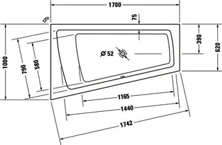 Duravit Paiova Badewanne Tpz 1700x1000 Einbau Rückenschr.1 Links, Weiß – Bild 3