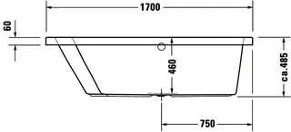 Duravit Paiova Badewanne Tpz 1700x1000 Einbau Rückenschr.1 Links, Weiß – Bild 4