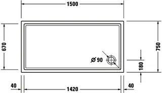 Duravit Starck Slimline Duschwanne, Rechteckig, 1500x750x60 mm, Weiß, Sanitä – Bild 3