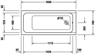 Duravit D-Code Badewanne 1600x700 Einbau Rückenschr.1 Variabel, Weiß – Bild 4