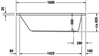 Duravit D-Code Badewanne 1600x700 Einbau Rückenschr.1 Variabel, Weiß – Bild 5
