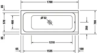 Duravit D-Code Badewanne 1700x700 Einbau Mittelabl.,Rückenschr.1 Variabel, Weiß – Bild 3